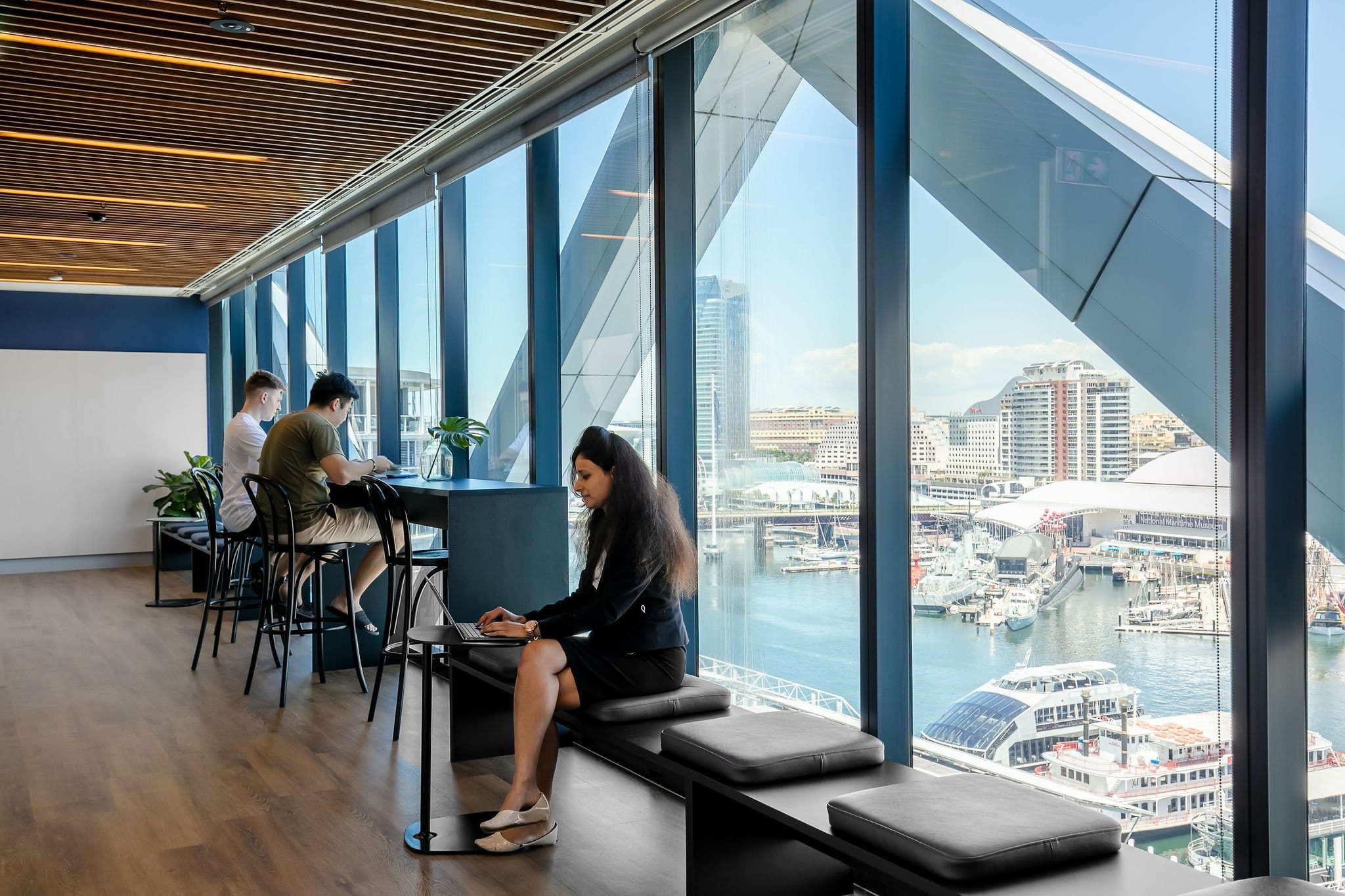 Akuna Capital office overlooking Darling Harbour, Sydney - designed by Axiom Workplaces